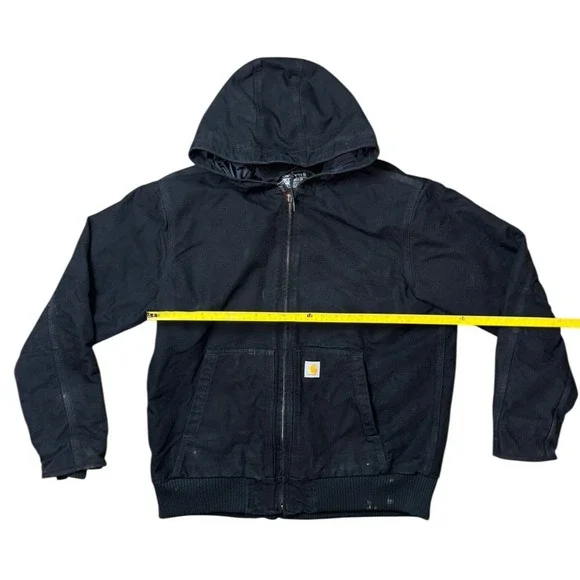 Carhartt Black Full Zip Quilted Lined Hooded Work Jacket Men Size‎ Medium